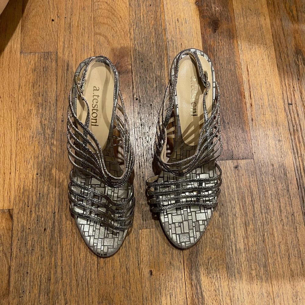 Brand new never worn a. testoni strappy sandal heels size 10